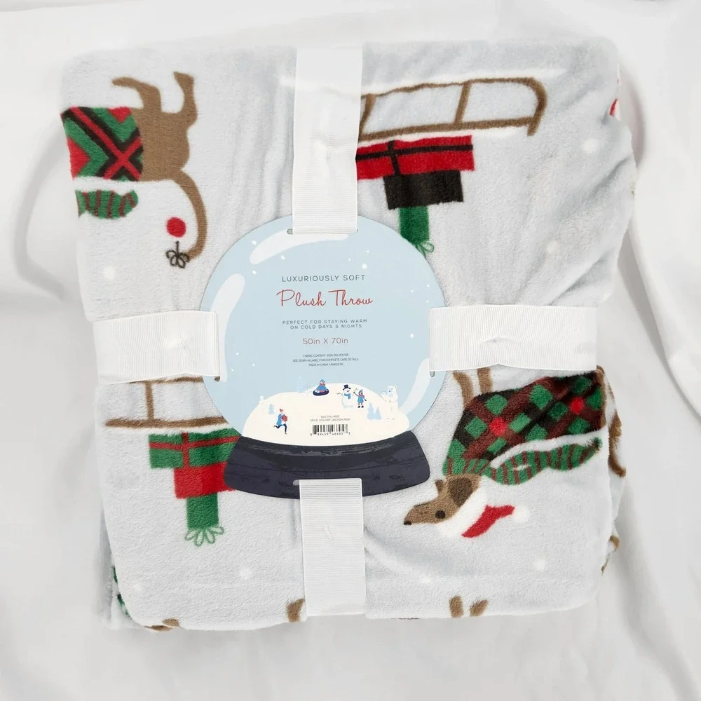 Holiday Dachshunds Dog Plush Throw 50